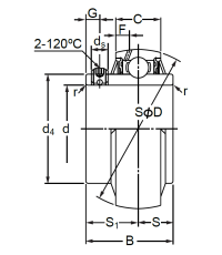 Корпусный подшипник UC 214 (480214 ГОСТ)