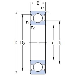 Однорядный шариковый подшипник 6205 2Z/C4