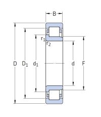 Роликовый цилиндрический подшипник NJ 2209 ECP