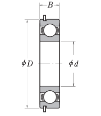 Однорядный шариковый подшипник 6305 DDU NR