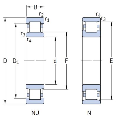 Роликовый цилиндрический подшипник N 309 ECP