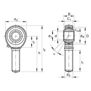 Шарнирная головка с наружной правой резьбой GAKR 20 PB