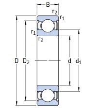 Однорядный шариковый подшипник 6006 2Z/C3 LHT23