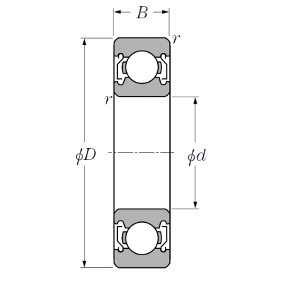 Однорядный шариковый подшипник 6308 ZZ C3/2A