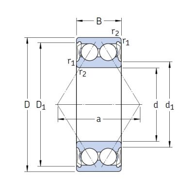 Двухрядный шариковый подшипник 3307 A2Z/C3MT33