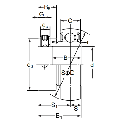 Корпусный подшипник SA 203 (AEL 203)