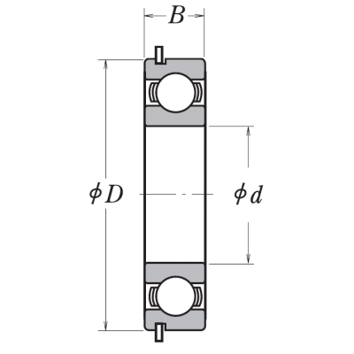 Однорядный шариковый подшипник 6303 DDU NR