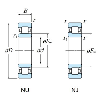 Роликовый цилиндрический подшипник NJ 306 R AG