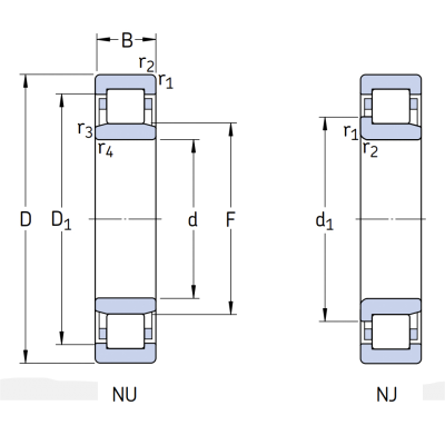 Роликовый цилиндрический подшипник NJ 2205 ECP/C3