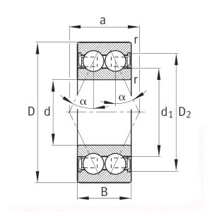 Двухрядный шариковый подшипник 3801 B 2RSR TVH HLC