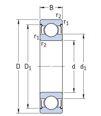 Однорядный шариковый подшипник 6315 2Z/C3