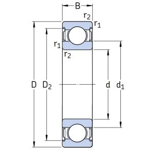 Однорядный шариковый подшипник 6306 2Z/C4