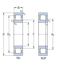 Роликовый цилиндрический подшипник NUP 217 ET